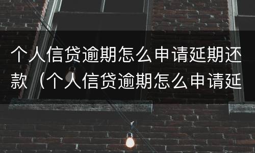 个人信贷逾期怎么申请延期还款（个人信贷逾期怎么申请延期还款业务）