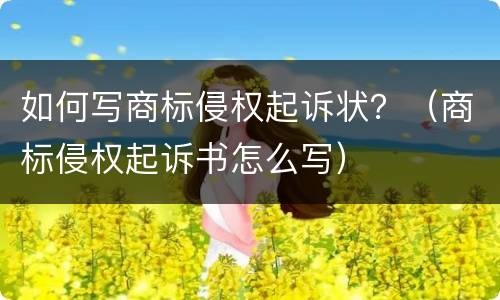 如何写商标侵权起诉状？（商标侵权起诉书怎么写）