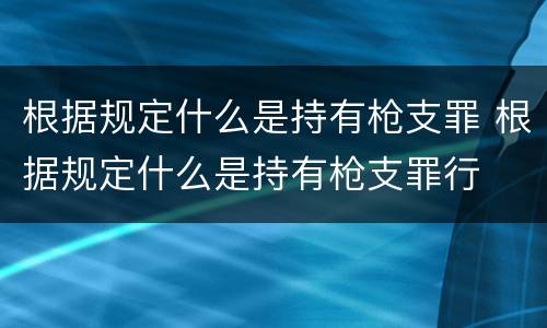 根据规定什么是持有枪支罪 根据规定什么是持有枪支罪行
