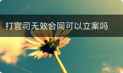 打官司无效合同可以立案吗