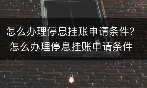 怎么办理停息挂账申请条件？ 怎么办理停息挂账申请条件