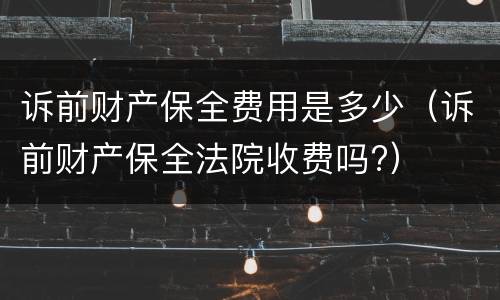 诉前财产保全费用是多少（诉前财产保全法院收费吗?）