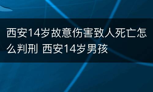 西安14岁故意伤害致人死亡怎么判刑 西安14岁男孩