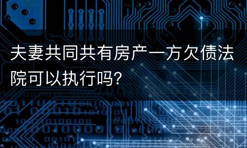 夫妻共同共有房产一方欠债法院可以执行吗？