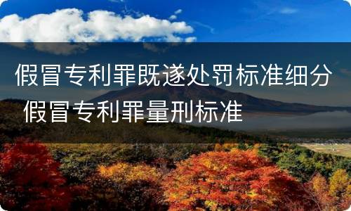 假冒专利罪既遂处罚标准细分 假冒专利罪量刑标准