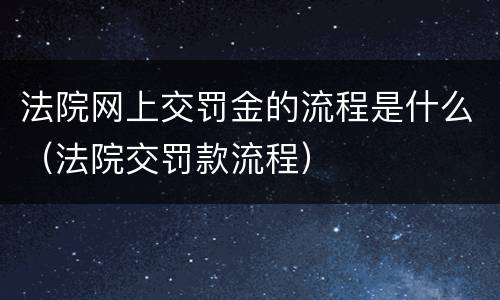 法院网上交罚金的流程是什么（法院交罚款流程）