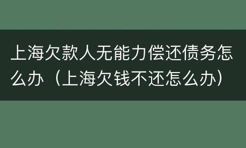 上海欠款人无能力偿还债务怎么办（上海欠钱不还怎么办）