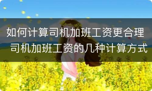 如何计算司机加班工资更合理 司机加班工资的几种计算方式