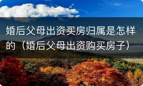 婚后父母出资买房归属是怎样的（婚后父母出资购买房子）