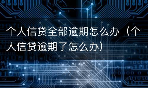 个人信贷全部逾期怎么办（个人信贷逾期了怎么办）