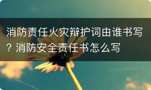 消防责任火灾辩护词由谁书写? 消防安全责任书怎么写