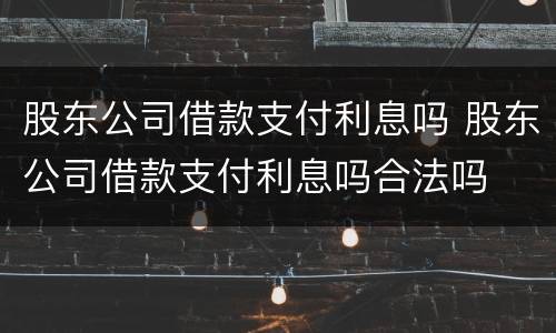 股东公司借款支付利息吗 股东公司借款支付利息吗合法吗
