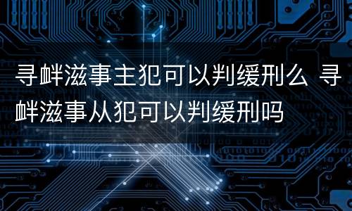 寻衅滋事主犯可以判缓刑么 寻衅滋事从犯可以判缓刑吗