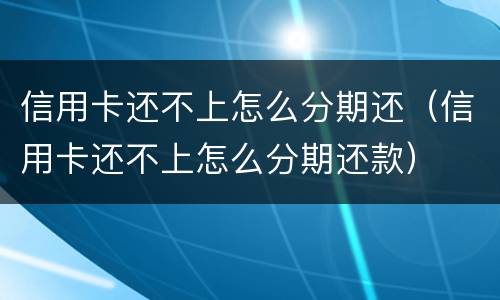 信用卡还不上怎么分期还（信用卡还不上怎么分期还款）
