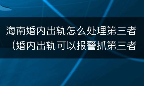 海南婚内出轨怎么处理第三者（婚内出轨可以报警抓第三者吗）