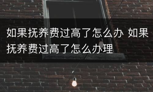 如果抚养费过高了怎么办 如果抚养费过高了怎么办理