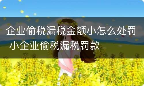 企业偷税漏税金额小怎么处罚 小企业偷税漏税罚款