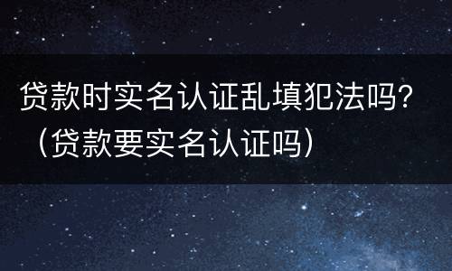 贷款时实名认证乱填犯法吗？（贷款要实名认证吗）
