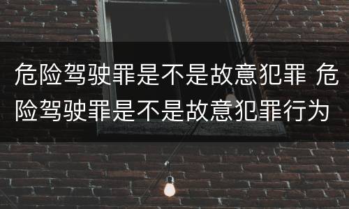 危险驾驶罪是不是故意犯罪 危险驾驶罪是不是故意犯罪行为