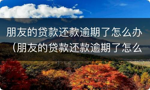 朋友的贷款还款逾期了怎么办（朋友的贷款还款逾期了怎么办理）
