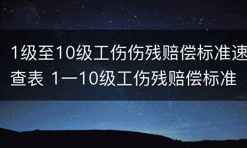 1级至10级工伤伤残赔偿标准速查表 1一10级工伤残赔偿标准是多少钱