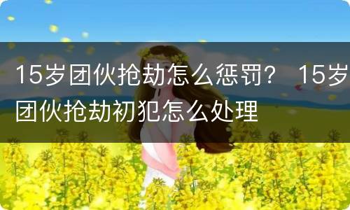 15岁团伙抢劫怎么惩罚？ 15岁团伙抢劫初犯怎么处理