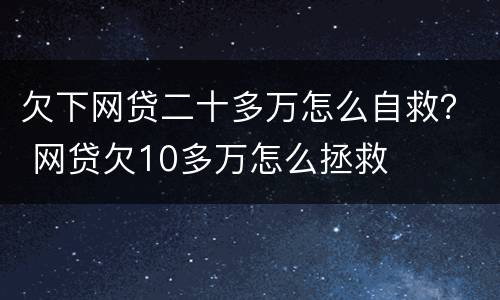 欠下网贷二十多万怎么自救？ 网贷欠10多万怎么拯救