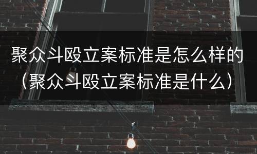 聚众斗殴立案标准是怎么样的（聚众斗殴立案标准是什么）