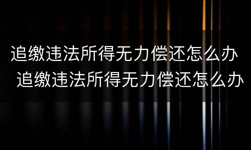 追缴违法所得无力偿还怎么办 追缴违法所得无力偿还怎么办