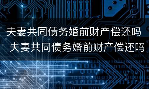 夫妻共同债务婚前财产偿还吗 夫妻共同债务婚前财产偿还吗怎么算