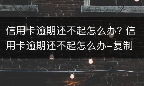 信用卡逾期还不起怎么办? 信用卡逾期还不起怎么办-复制