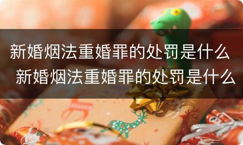 新婚烟法重婚罪的处罚是什么 新婚烟法重婚罪的处罚是什么意思