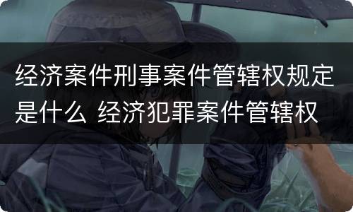经济案件刑事案件管辖权规定是什么 经济犯罪案件管辖权