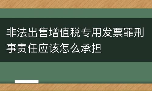 非法出售增值税专用发票罪刑事责任应该怎么承担