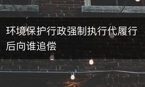 环境保护行政强制执行代履行后向谁追偿