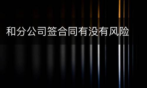 和分公司签合同有没有风险
