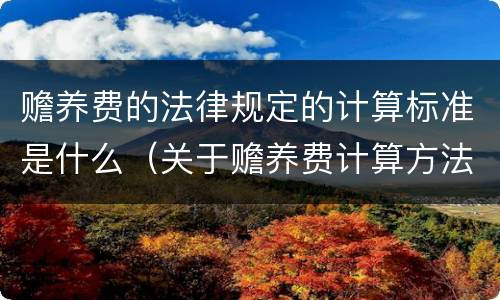 赡养费的法律规定的计算标准是什么（关于赡养费计算方法的几个问题）