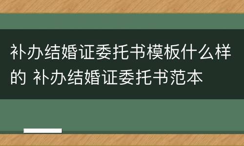 补办结婚证委托书模板什么样的 补办结婚证委托书范本