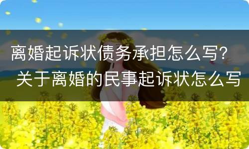 离婚起诉状债务承担怎么写？ 关于离婚的民事起诉状怎么写