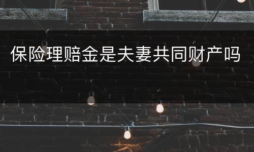 保险理赔金是夫妻共同财产吗