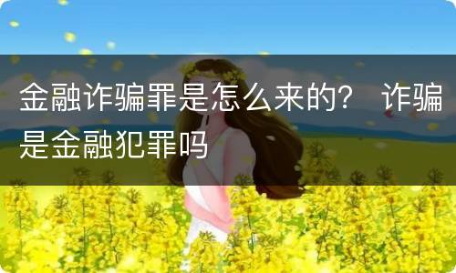 金融诈骗罪是怎么来的？ 诈骗是金融犯罪吗