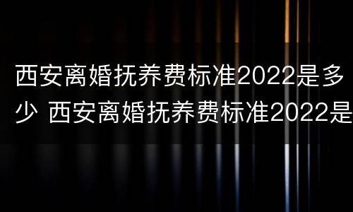 西安离婚抚养费标准2022是多少 西安离婚抚养费标准2022是多少钱