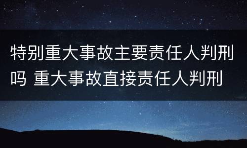 特别重大事故主要责任人判刑吗 重大事故直接责任人判刑