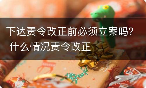 下达责令改正前必须立案吗？ 什么情况责令改正