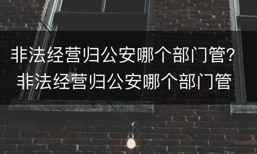 非法经营归公安哪个部门管？ 非法经营归公安哪个部门管