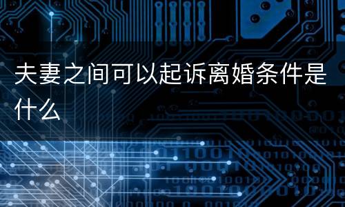 夫妻之间可以起诉离婚条件是什么