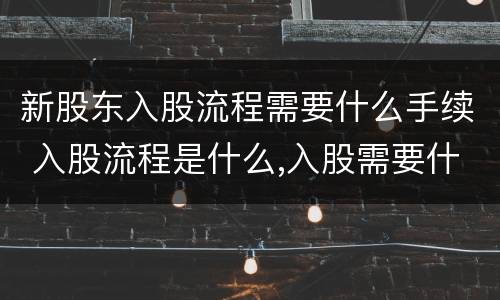 新股东入股流程需要什么手续 入股流程是什么,入股需要什么手续