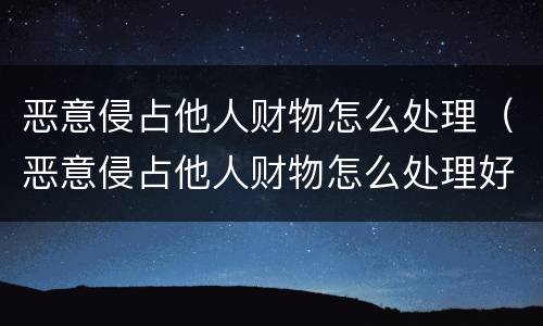 恶意侵占他人财物怎么处理（恶意侵占他人财物怎么处理好）