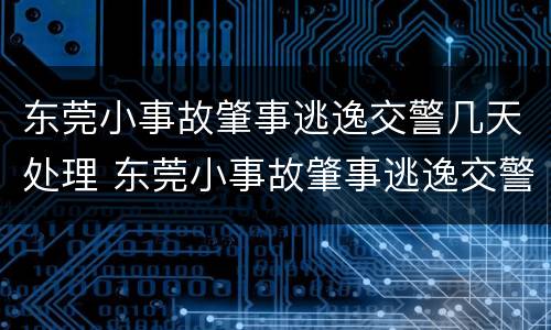 东莞小事故肇事逃逸交警几天处理 东莞小事故肇事逃逸交警几天处理完