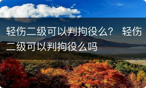 轻伤二级可以判拘役么？ 轻伤二级可以判拘役么吗